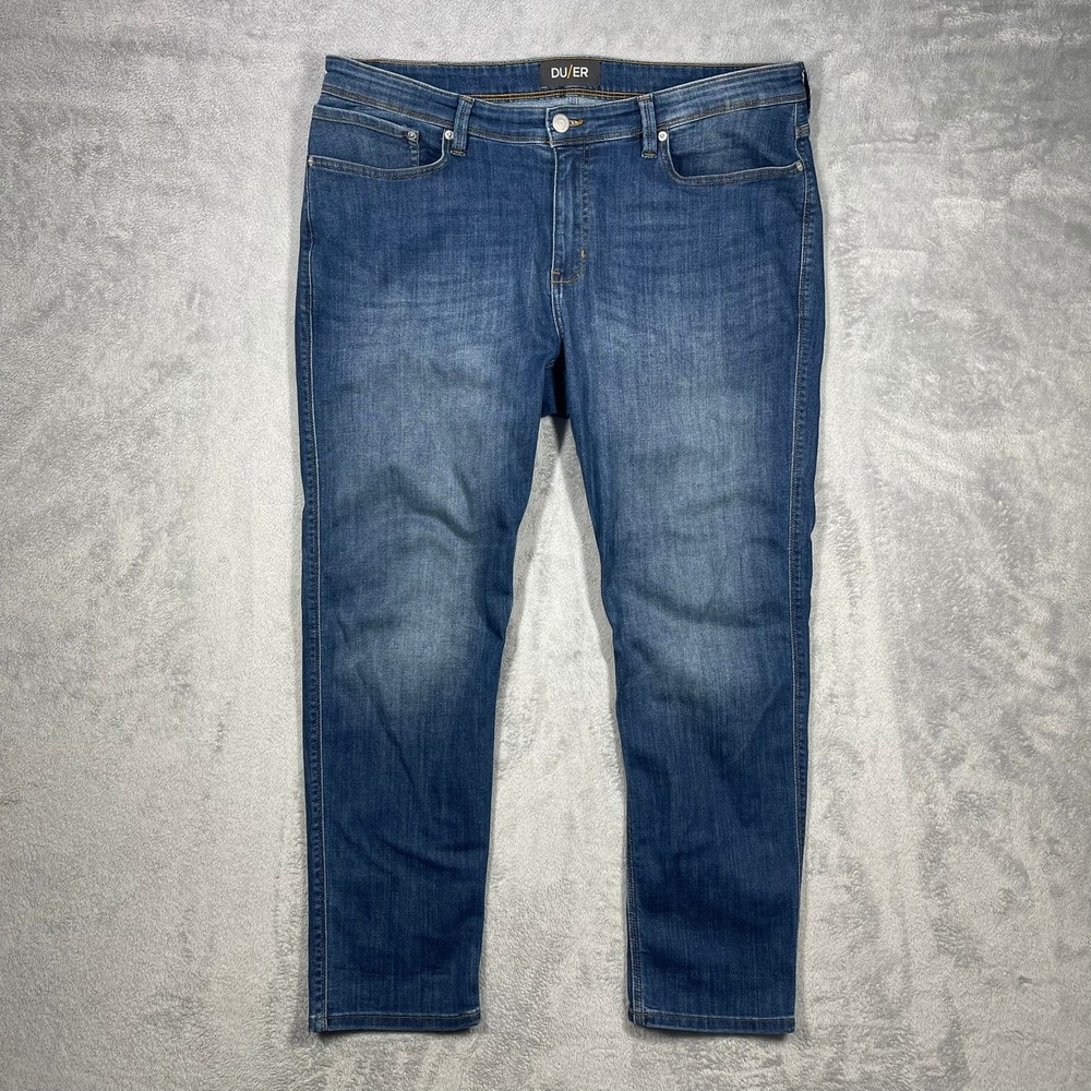 DU/ER Slim Fit Jeans Mens 38(39)x30(29) Blue Medium Wash Performance Denim